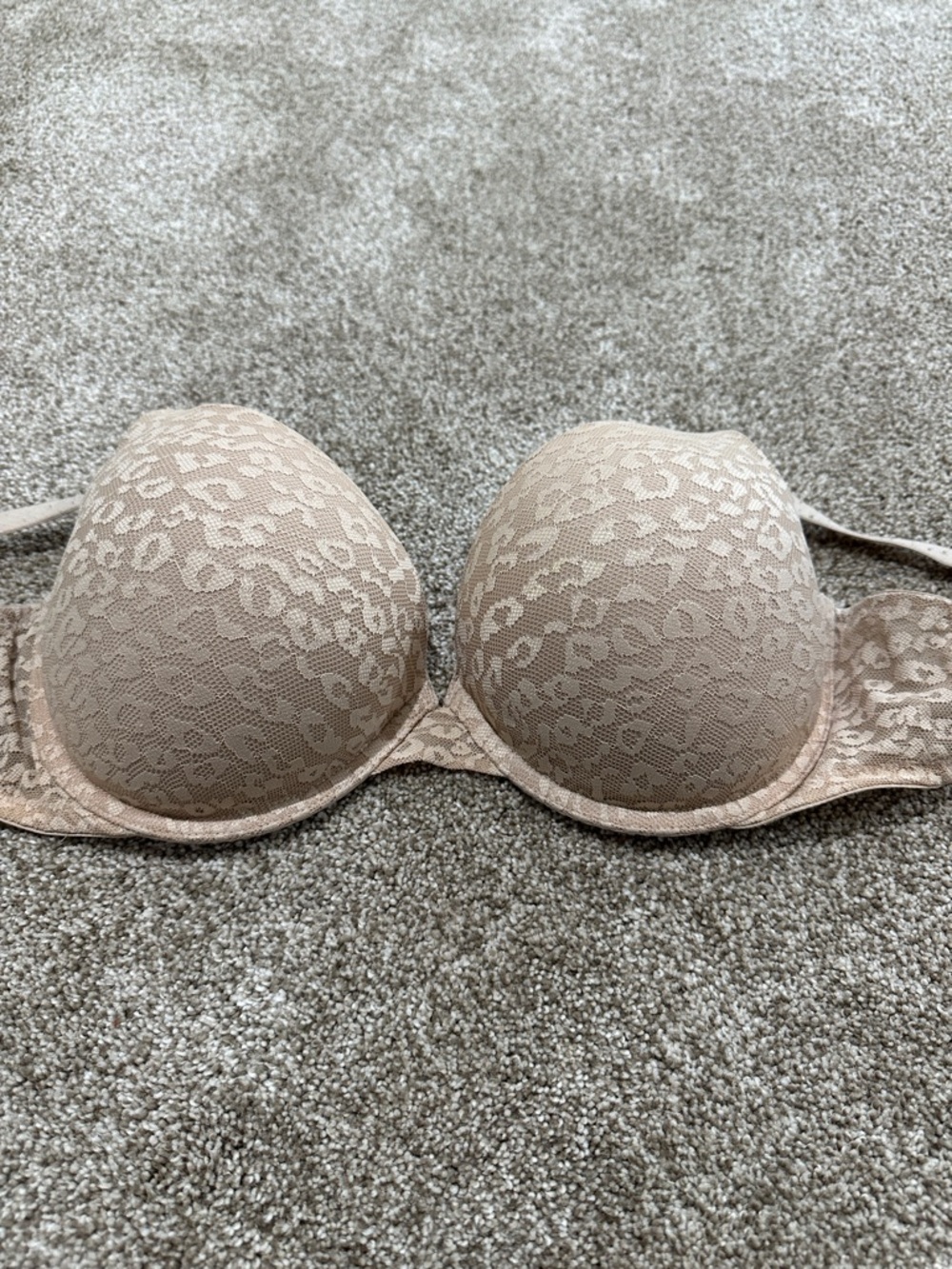 PINK Victoria's Secret Lace Demi Bra in Light Beige